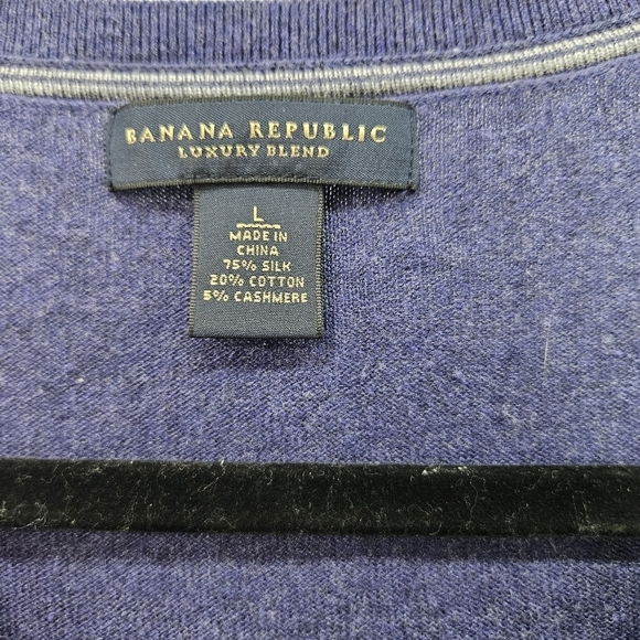 Banana Republic Luxury Blend Pull Over Sweater V Neck Silk Cashmere Men's Lg - Picture 2 of 3